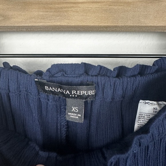 Banana Republic Wide Leg Pants Women XS Navy Blue Excellent Paperbag Waist Gauze - Picture 3 of 5